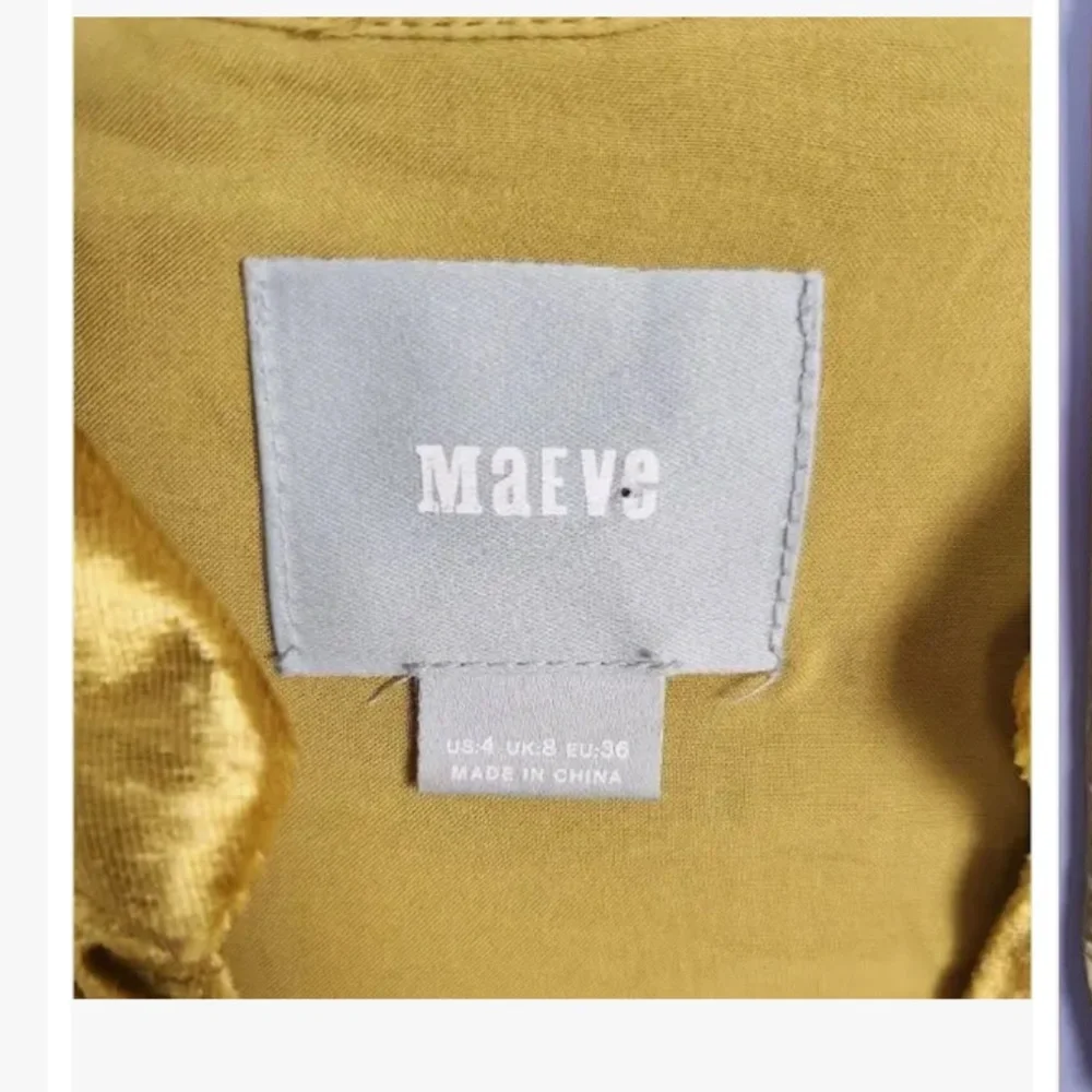 Anthropologie Maeve Crushed Velvet High Low Tunic￼ Top Size 4 Yellow Gold Boho - Picture 2 of 3